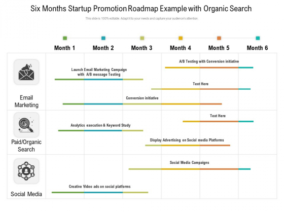 Six Months Startup Promotion Roadmap Example With Organic Search Professional Six Months Startup Promotion Roadmap Example With Organic Search Professional