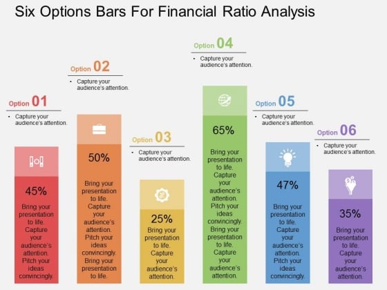 Six Options Bars For Financial Ratio Analysis Powerpoint Template Six Options Bars For Financial Ratio Analysis Powerpoint Template
