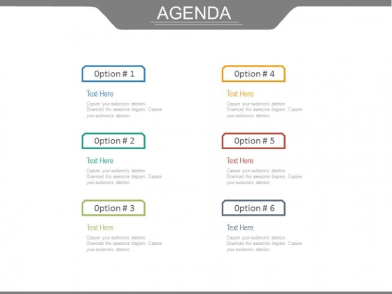 Six Options For Business Agenda Powerpoint Slides Six Options For Business Agenda Powerpoint Slides