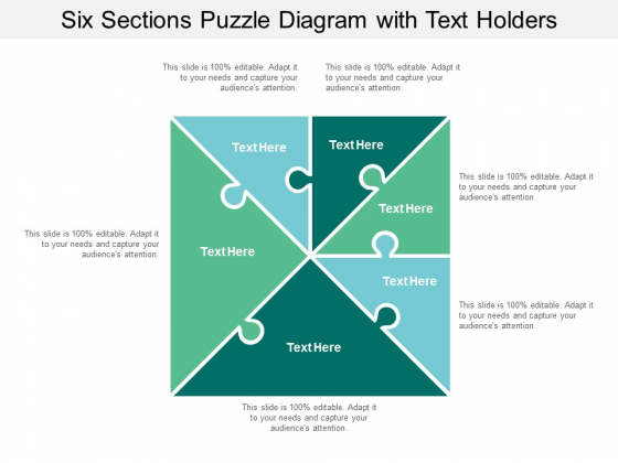 six sections puzzle diagram with text holders ppt powerpoint presentation layouts layout ideas