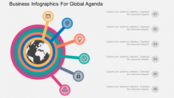 Six Staged Business Infographics For Global Agenda Powerpoint Template Six Staged Business Infographics For Global Agenda Powerpoint Template