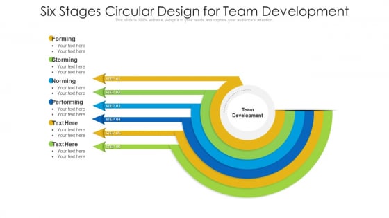 Six Stages Circular Design For Team Development Ppt PowerPoint Presentation Gallery Format Ideas PDF