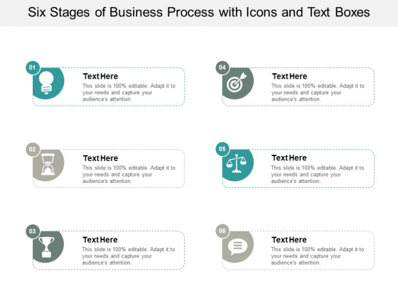 Six Stages Of Business Process With Icons And Text Boxes Ppt PowerPoint Presentation Gallery Show Six Stages Of Business Process With Icons And Text Boxes Ppt PowerPoint Presentation Gallery Show