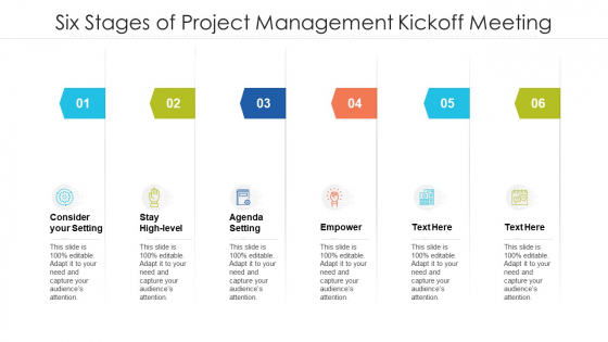 Six Stages Of Project Management Kickoff Meeting Ppt PowerPoint Presentation File Background Images PDF
