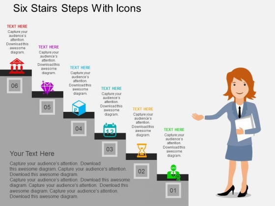 Six Stairs Steps With Icons Powerpoint Templates