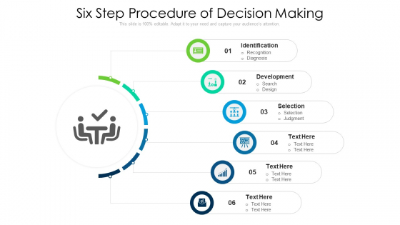 Six Step Procedure Of Decision Making Ppt PowerPoint Presentation File Example File PDF