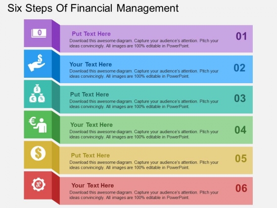 Six Steps Of Financial Management Powerpoint Templates