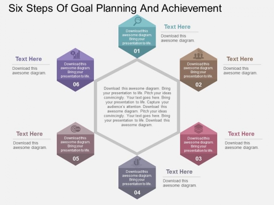 Six Steps Of Goal Planning And Achievement Powerpoint Templates