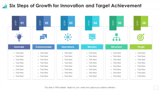 Six Steps Of Growth For Innovation And Target Achievement Sample PDF