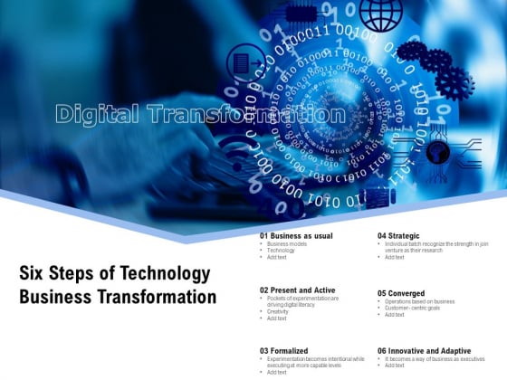 Six Steps Of Technology Business Transformation Ppt PowerPoint Presentation Gallery Guidelines PDF
