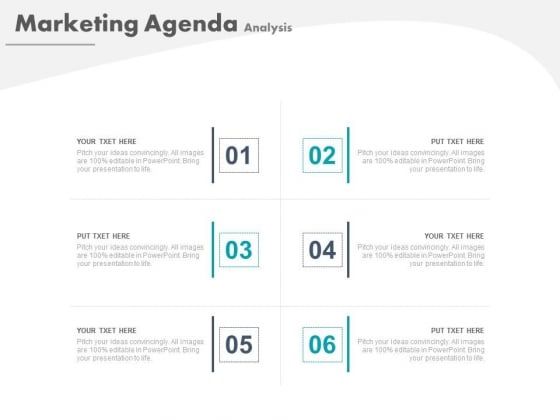 Six Steps To Focus On Agenda Powerpoint Slides
