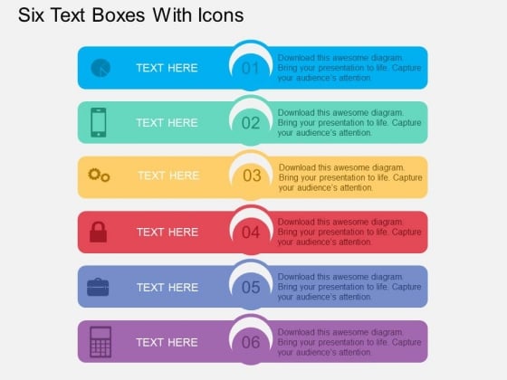 Six Text Boxes With Icons Powerpoint Template Six Text Boxes With Icons Powerpoint Template