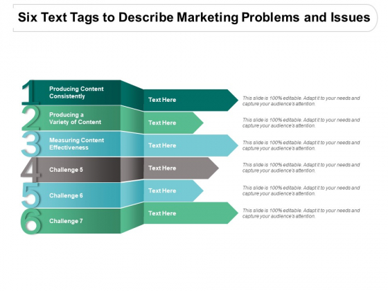 Six Text Tags To Describe Marketing Problems And Issues Ppt PowerPoint Presentation Ideas Objects Six Text Tags To Describe Marketing Problems And Issues Ppt PowerPoint Presentation Ideas Objects
