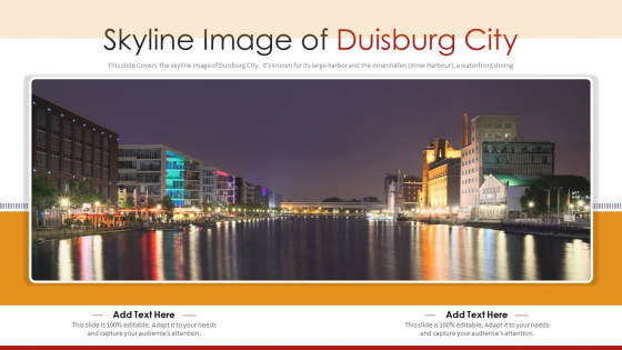 Skyline Image Of Duisburg City PowerPoint Presentation PPT Template PDF