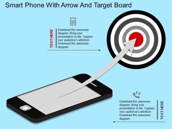 Smart Phone With Arrow And Target Board PowerPoint Template Smart Phone With Arrow And Target Board PowerPoint Template