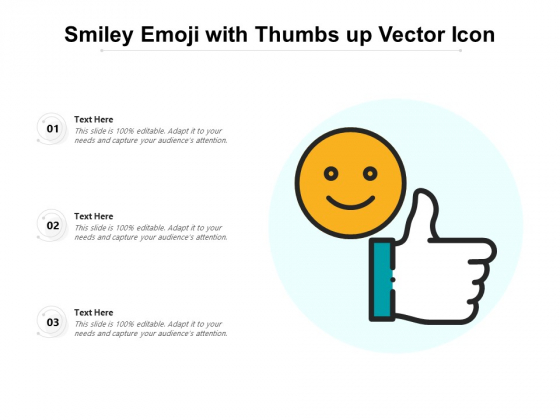 Smiley Emoji With Thumbs Up Vector Icon Ppt PowerPoint Presentation File Graphic Tips PDF