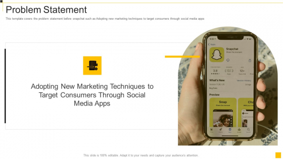 Snapchat Capital Investment Elevator Pitch Deck Problem Statement Infographics Pdf Snapchat Capital Investment Elevator Pitch Deck Problem Statement Infographics Pdf