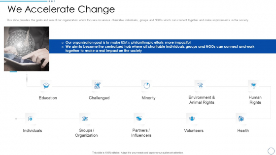 Social Ethics Pitch Deck We Accelerate Change Ppt PowerPoint Presentation Gallery Mockup PDF Social Ethics Pitch Deck We Accelerate Change Ppt PowerPoint Presentation Gallery Mockup PDF