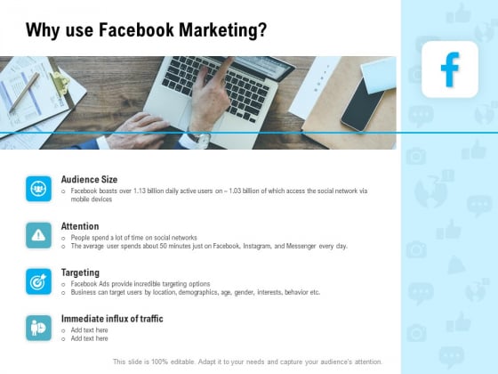 Social Media Advertisement Why Use Facebook Marketing Ppt Gallery Information PDF Social Media Advertisement Why Use Facebook Marketing Ppt Gallery Information PDF