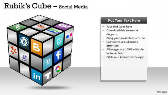 Social Media Components Rubiks Cube PowerPoint Slides And Ppt Diagram Templates