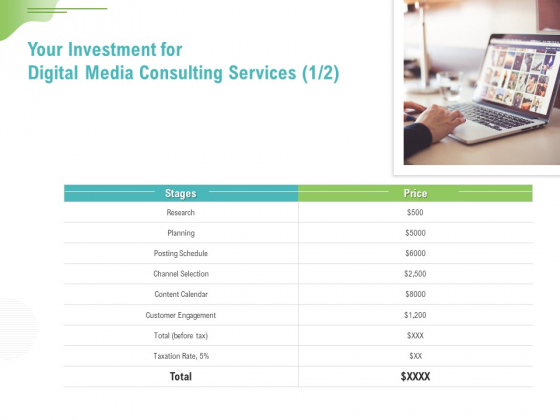 Social Media Consulting Your Investment For Digital Media Consulting Services Planning Professional PDF