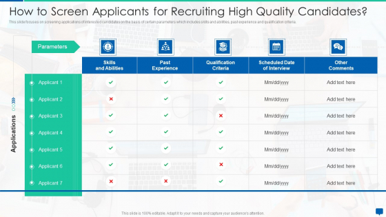 Social Media Hiring Process Optimization How To Screen Applicants For Recruiting High Quality Candidates Template PDF Social Media Hiring Process Optimization How To Screen Applicants For Recruiting High Quality Candidates Template PDF