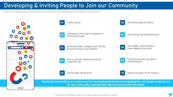 Social Media Marketing Developing And Inviting People To Join Our Community Portrait PDF