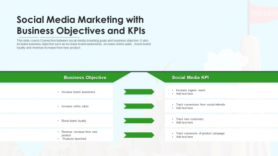 Social Media Marketing With Business Objectives And Kpis Ppt Professional Microsoft PDF