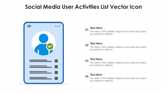 Social Media User Activities List Vector Icon Brochure PDF