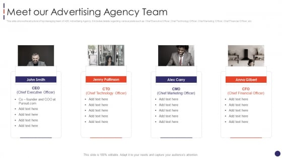 Social Network Firm Pitch Deck Meet Our Advertising Agency Team Guidelines PDF Social Network Firm Pitch Deck Meet Our Advertising Agency Team Guidelines PDF