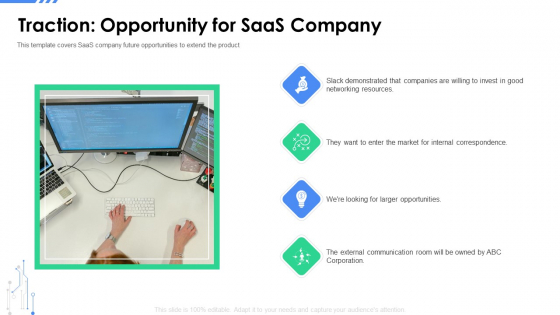 Software As A Service Funding Elevator Traction Opportunity For Saas Company Elements PDF Software As A Service Funding Elevator Traction Opportunity For Saas Company Elements PDF