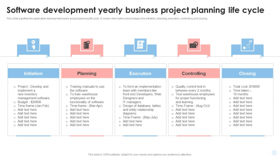 Software Development Yearly Business Project Planning Life Cycle Information PDF