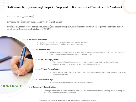 Software Engineering Project Proposal Statement Of Work And Contract Ppt Pictures Samples PDF Software Engineering Project Proposal Statement Of Work And Contract Ppt Pictures Samples PDF