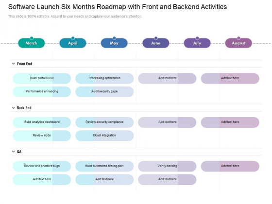 Software Launch Six Months Roadmap With Front And Backend Activities Clipart Software Launch Six Months Roadmap With Front And Backend Activities Clipart
