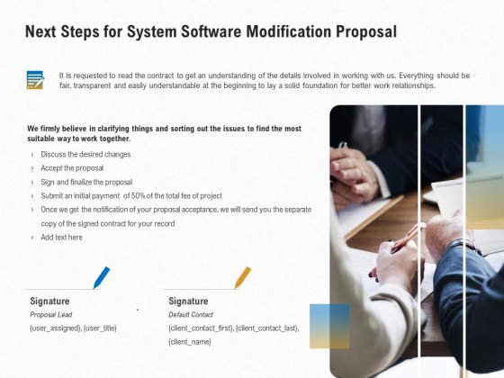 Software Maintenance Next Steps For System Software Modification Proposal Ppt PowerPoint Presentation Professional Demonstration PDF Software Maintenance Next Steps For System Software Modification Proposal Ppt PowerPoint Presentation Professional Demonstration PDF