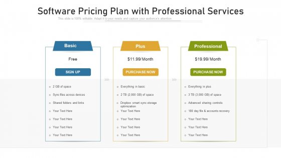Software Pricing Plan With Professional Services Ppt Infographic Template Introduction PDF Software Pricing Plan With Professional Services Ppt Infographic Template Introduction PDF