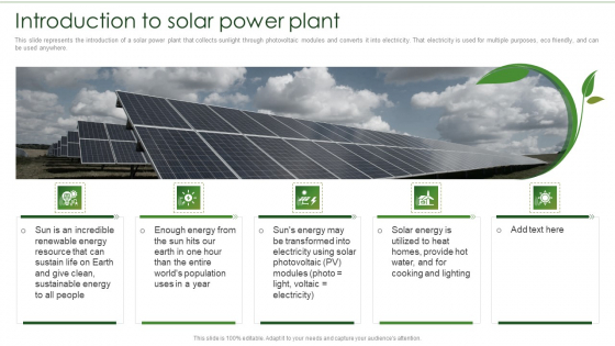 Solar Energy System IT Introduction To Solar Power Plant Topics PDF