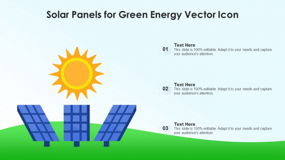 Solar Panels For Green Energy Vector Icon Ppt PowerPoint Presentation Gallery Rules PDF
