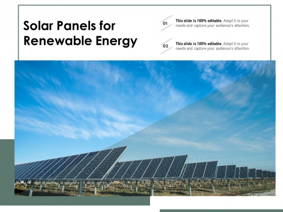Solar Panels For Renewable Energy Ppt PowerPoint Presentation Gallery Background Designs PDF