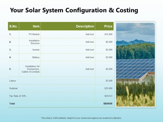 Solar Power Plant Technical Your Solar System Configuration And Costing Brochure PDF