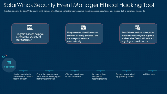 Solarwinds Security Event Manager Ethical Hacking Tool Ppt Show Clipart Images PDF Solarwinds Security Event Manager Ethical Hacking Tool Ppt Show Clipart Images PDF