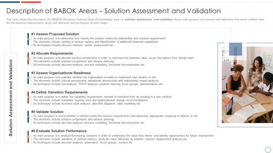 Solution Assessment And Validation To Determine Business Readiness Description Of Babok Areas Solution Structure PDF