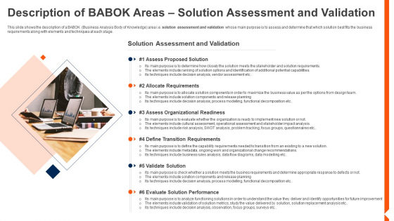 Solution Monitoring Verification Description Of BABOK Areas Solution Assessment Brochure PDF