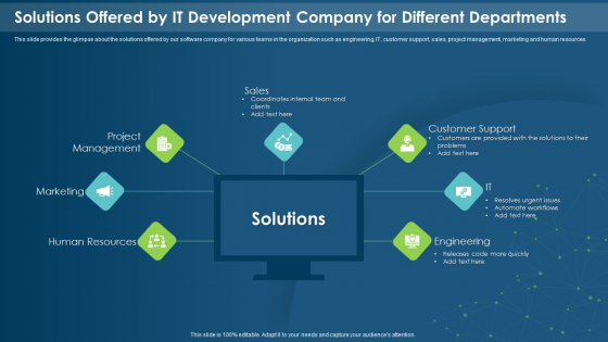 Solutions Offered By IT Development Company For Different Departments Diagrams PDF Solutions Offered By IT Development Company For Different Departments Diagrams PDF