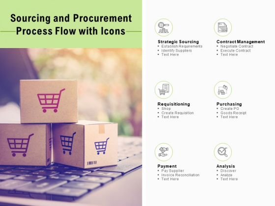 Sourcing And Procurement Process Flow With Icons Ppt PowerPoint Presentation Infographics Graphic Images