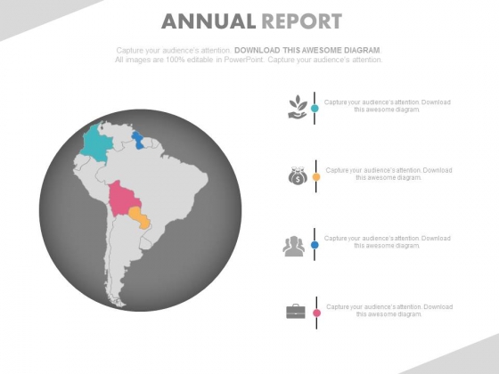 South America Map On Globe For Annual Growth Report Powerpoint Slides South America Map On Globe For Annual Growth Report Powerpoint Slides