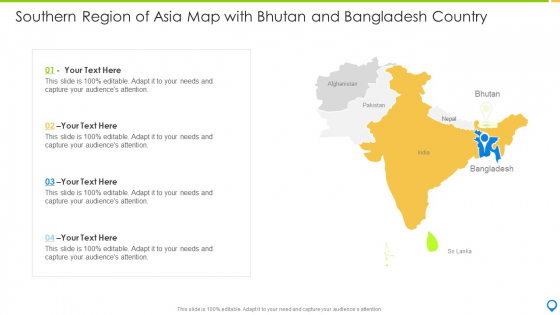 Southern Region Of Asia Map With Bhutan And Bangladesh Country Demonstration PDF