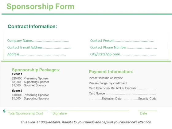 Sponsorship Form Ppt PowerPoint Presentation Ideas Vector Sponsorship Form Ppt PowerPoint Presentation Ideas Vector