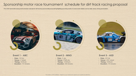 Sponsorship Motor Race Tournament Schedule For Dirt Track Racing Proposal Structure PDF