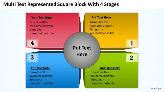 Square Block With 4 Stages Ppt Business Plans Examples PowerPoint Templates